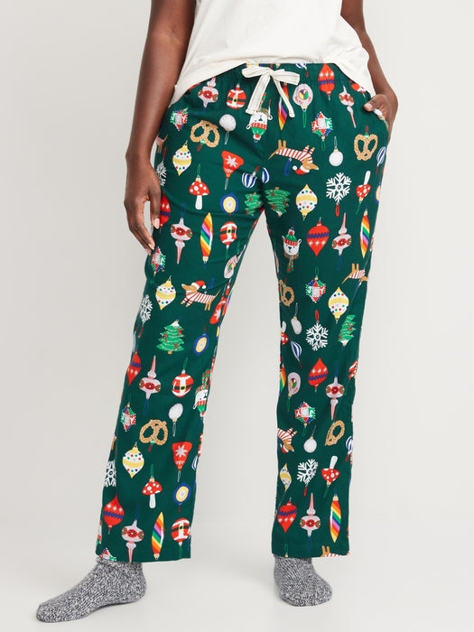 Printed Flannel Pajama Pants for Women - Green