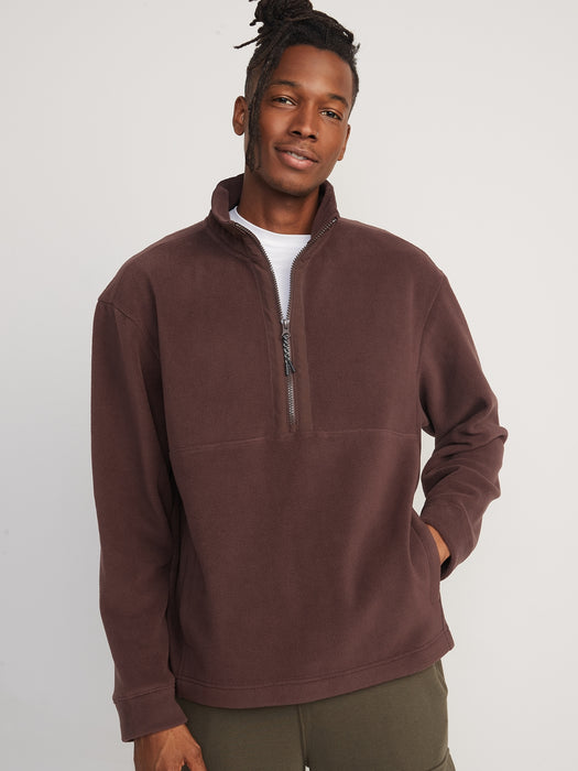 Loose Microfleece Half-Zip Sweatshirt for Men