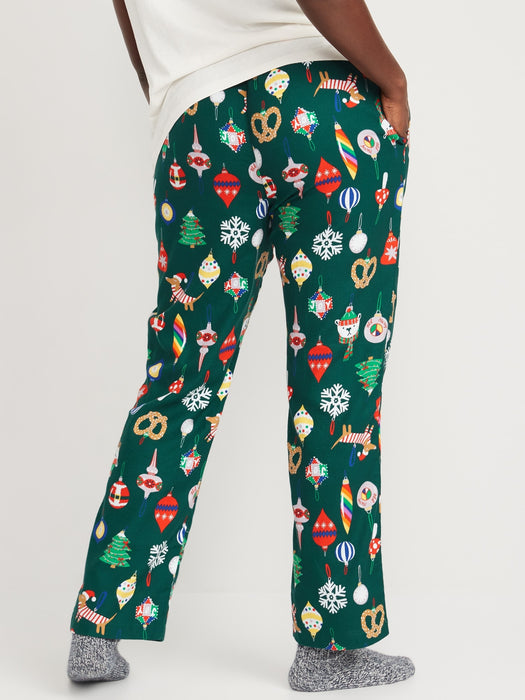 Printed Flannel Pajama Pants for Women - Green