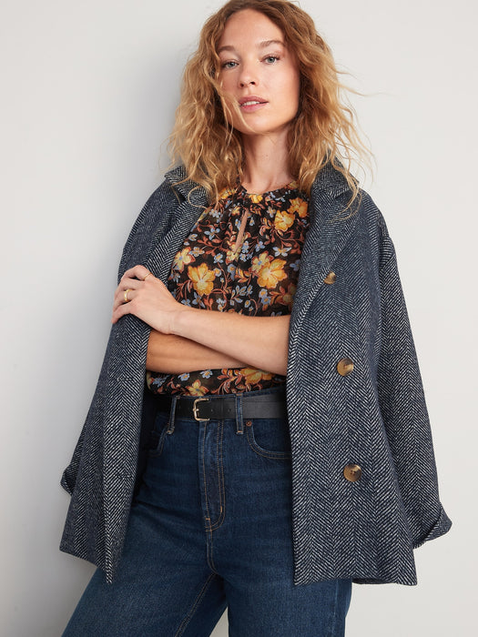 Flutter-Sleeve Printed Smocked Blouse for Women