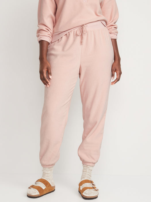 High-Waisted Microfleece Lounge Jogger Sweatpants for Women - Pink