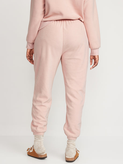 High-Waisted Microfleece Lounge Jogger Sweatpants for Women - Pink