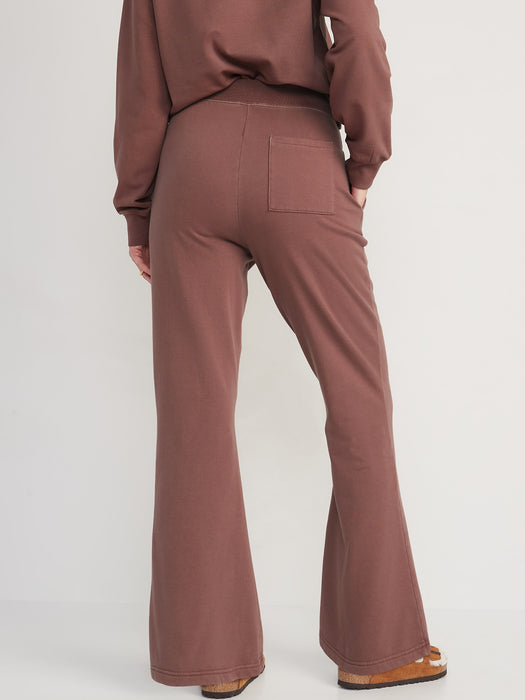 Extra High-Waisted Snuggly Fleece Flare Sweatpants for Women - Brown