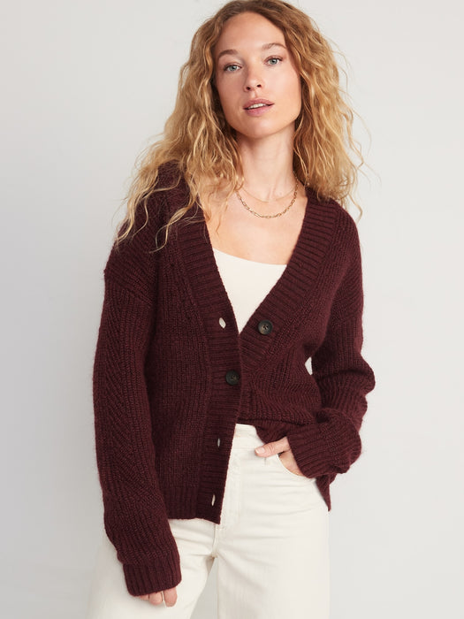 Cozy Shaker-Stitch Cardigan Sweater for Women