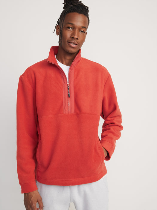 Loose Microfleece Half-Zip Sweatshirt for Men