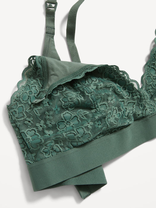 Maternity Lace Nursing Bralette - Green