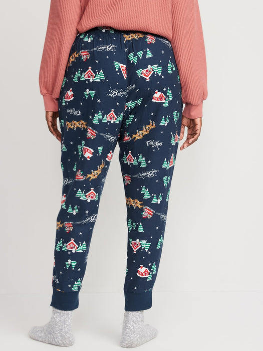 Printed Flannel Jogger Pajama Pants for Women - Blue