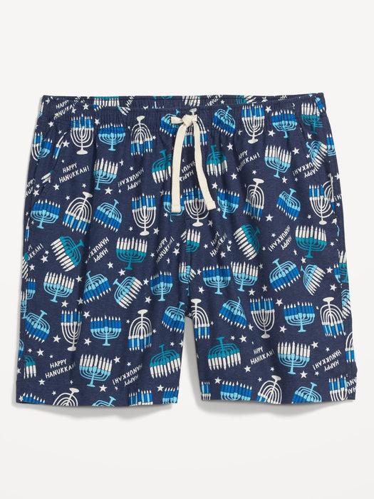 Matching Printed Flannel Pajama Boxer Shorts for Men --7-inch inseam - Multi