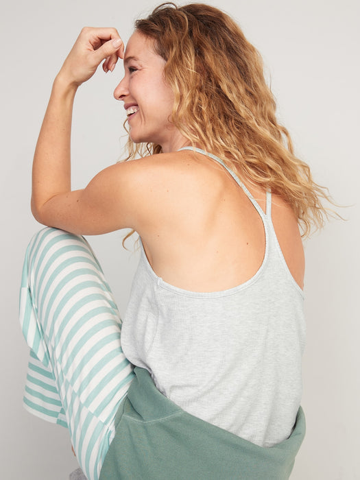 Sunday Sleep Rib-Knit Cami Top for Women - Gray