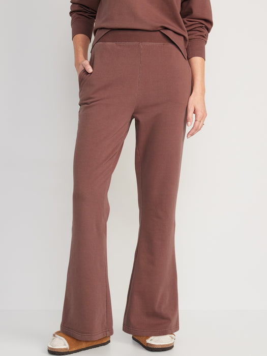 Extra High-Waisted Snuggly Fleece Flare Sweatpants for Women - Brown