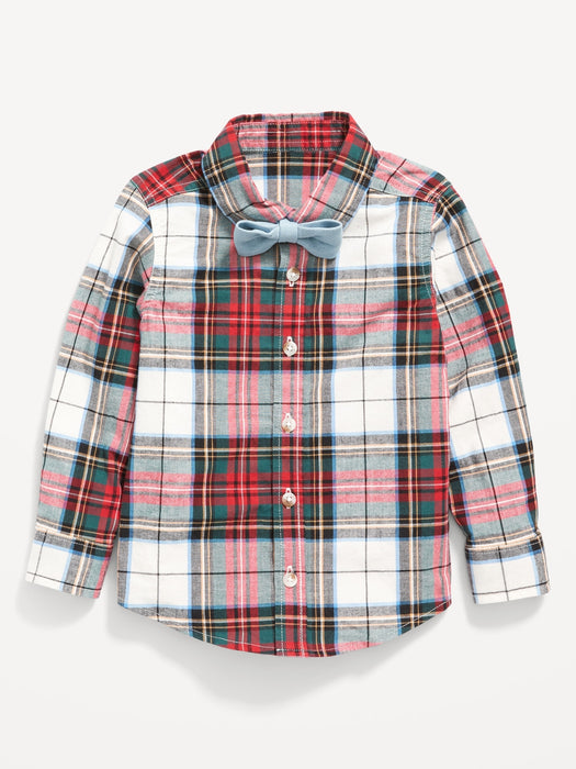 Plaid Shirt and Bow-Tie Set for Toddler Boys