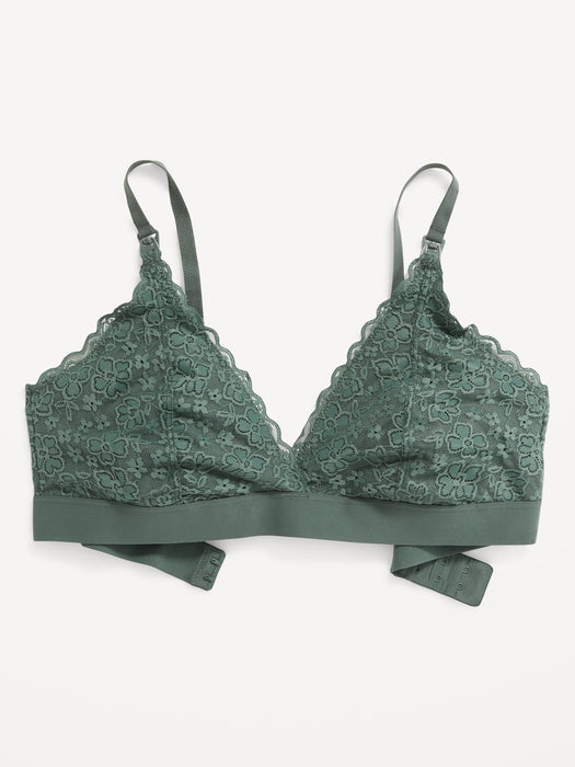 Maternity Lace Nursing Bralette - Green