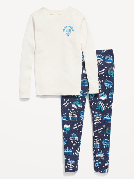 Gender-Neutral Matching Print Snug-Fit Pajama Set for Kids
