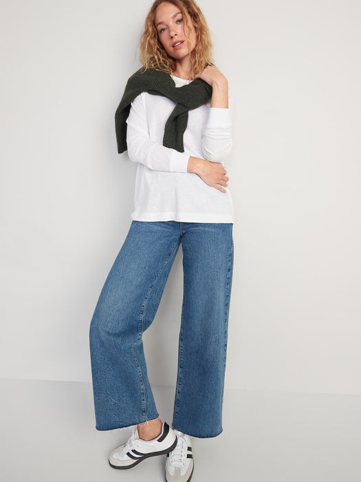 Long-Sleeve Loose Tunic T-Shirt for Women - White