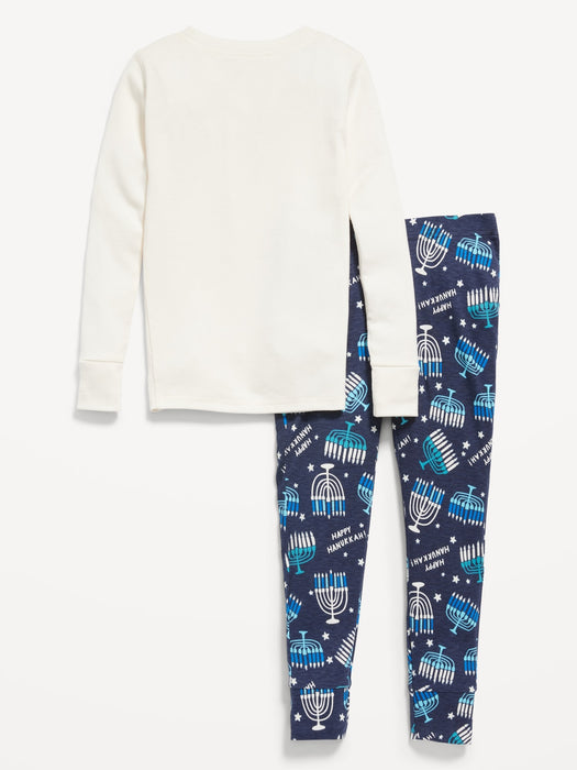 Gender-Neutral Matching Print Snug-Fit Pajama Set for Kids