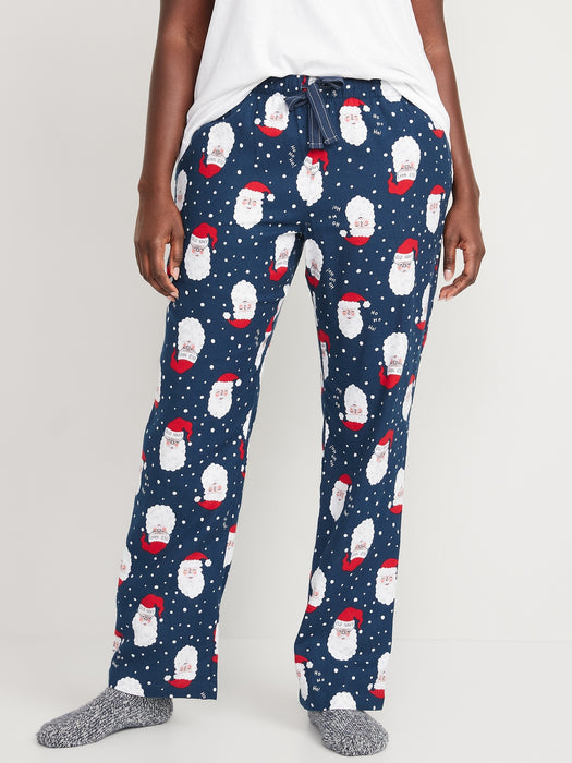 Printed Flannel Pajama Pants for Women - Beige