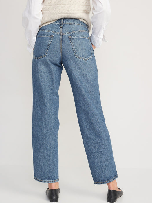 High-Waisted OG Loose Cotton-Hemp Blend Ripped Non-Stretch Jeans for Women