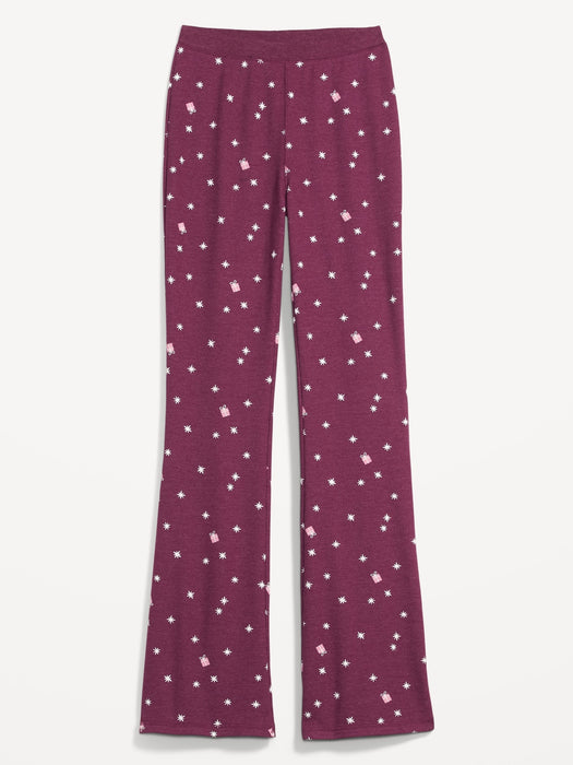 High-Waisted Thermal Flare Pajama Pants for Women - Multi
