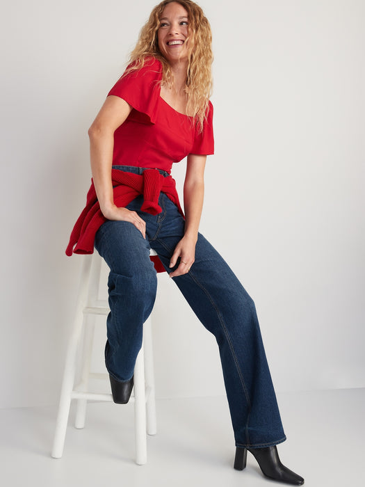 Flutter-Sleeve Smocked Top for Women