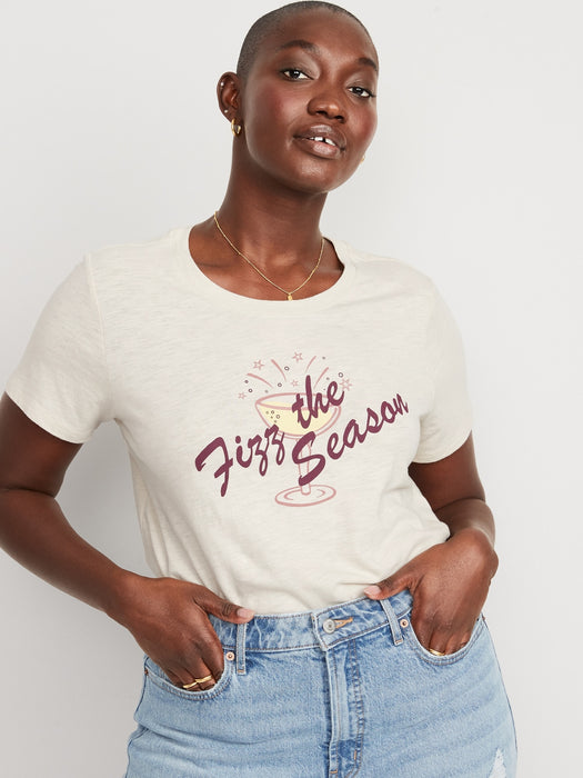 EveryWear Slub-Knit Holiday Graphic T-Shirt for Women