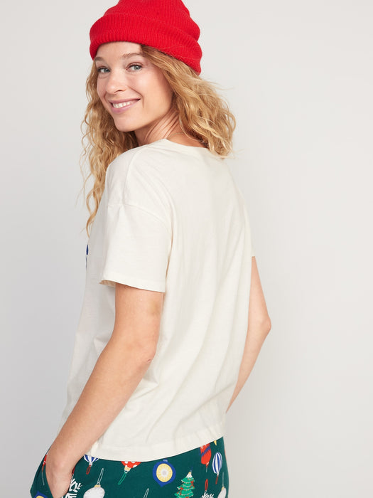 Matching Holiday Graphic Easy T-Shirt for Women - Yellow