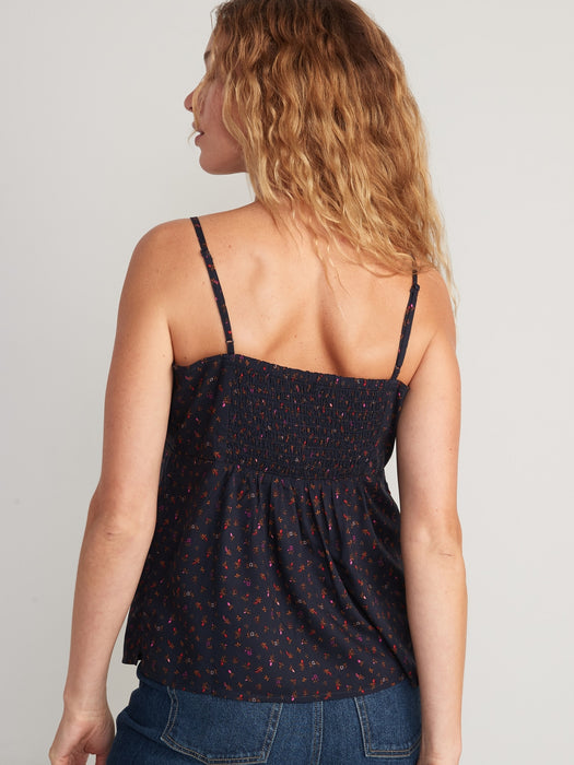 Smocked Babydoll Cami Top for Women