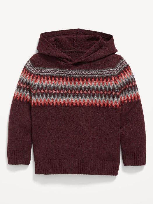 Unisex Fair Isle Sweater-Knit Hoodie for Toddler