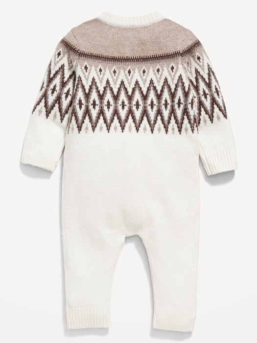Unisex Button-Front Fair Isle One-Piece for Baby
