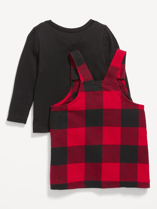 Plaid Flannel Skirtall and Long-Sleeve Jersey Top Set for Baby