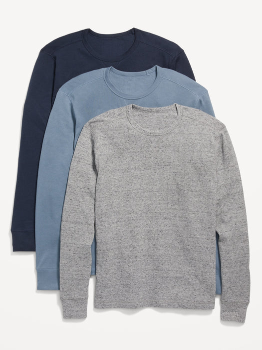 Thermal-Knit Long-Sleeve T-Shirt 3-Pack for Men - Blue