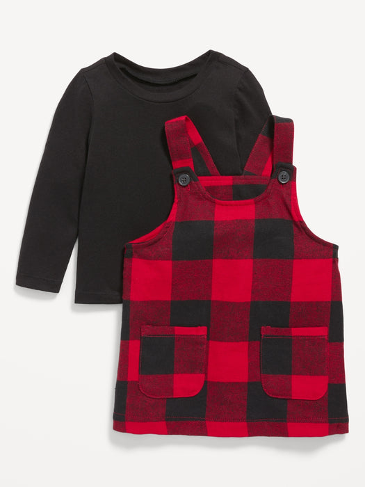 Plaid Flannel Skirtall and Long-Sleeve Jersey Top Set for Baby
