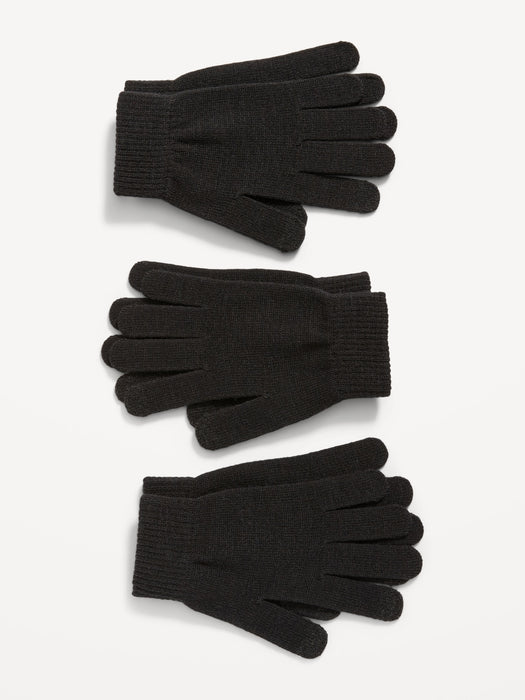 Sweater-Knit Gloves 3-Pack for Women - Black