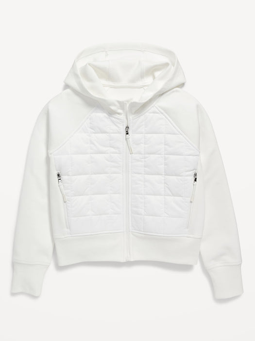 Dynamic Fleece Quilted Zip Performance Hoodie for Girls - Gray
