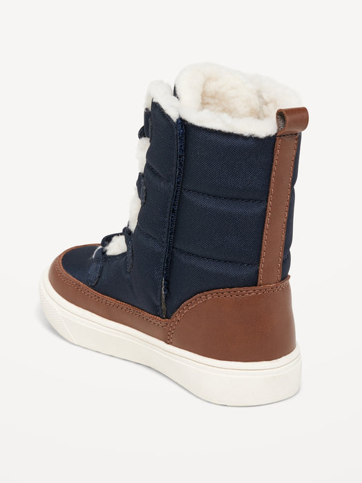 Sherpa-Lined Lace-Up Boots for Toddler Boys