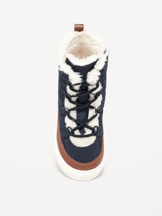 Sherpa-Lined Lace-Up Boots for Toddler Boys