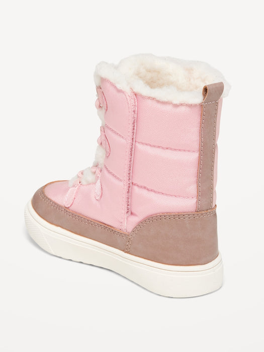 Sherpa-Lined Lace-Up Boots for Toddler Girls