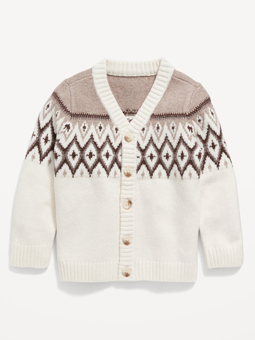Fair Isle Button-Front Cardigan Sweater for Toddler Boys