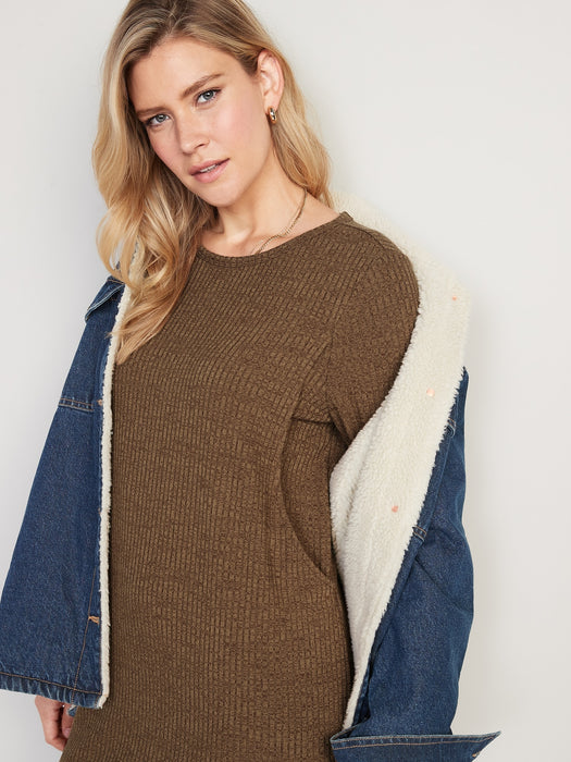 Maternity Long-Sleeve Jersey-Knit Nursing Dress