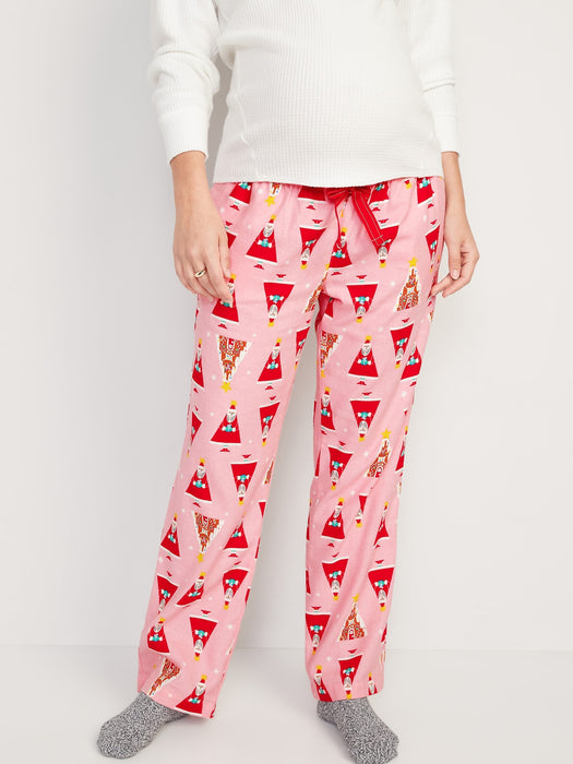 Maternity Printed Flannel Pajama Pants - Pink