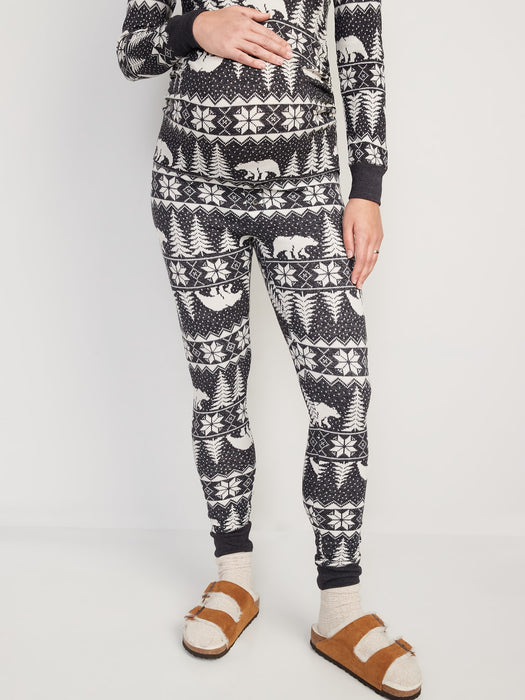 Maternity Matching Print Thermal-Knit Pajama Leggings