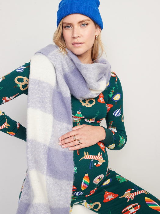 Maternity Matching Print Long-Sleeve Pajama Top - Green