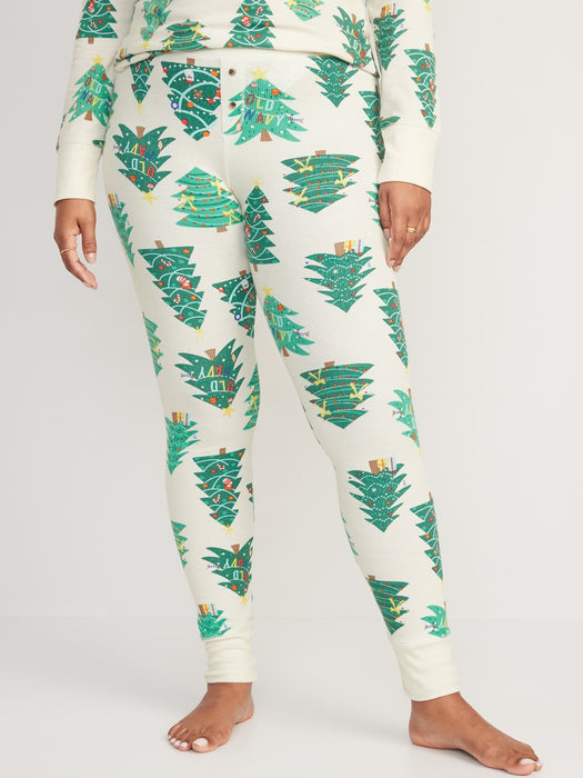 Matching Printed Thermal-Knit Pajama Leggings for Women - Multi