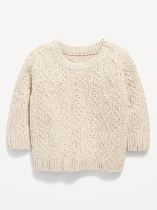 Unisex Cable-Knit Pullover Sweater for Baby - Brown