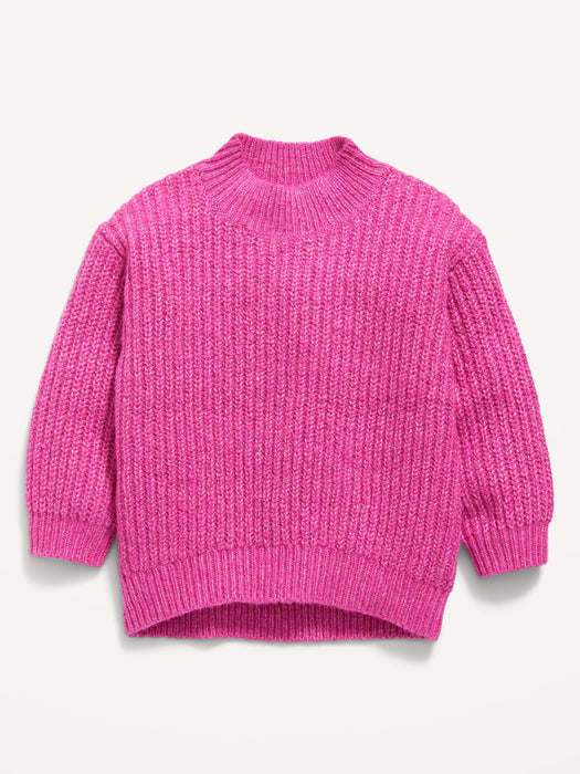 Mock-Neck Shaker-Stitch Cocoon Sweater for Baby