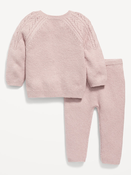 Pointelle-Knit Pullover Sweater and Leggings Set for Baby