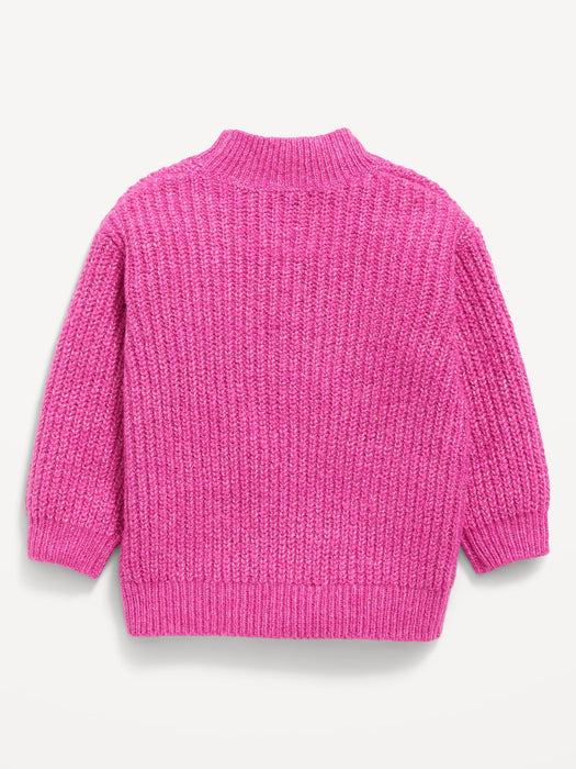 Mock-Neck Shaker-Stitch Cocoon Sweater for Baby