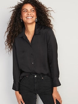 Satin Boyfriend Shirt for Women