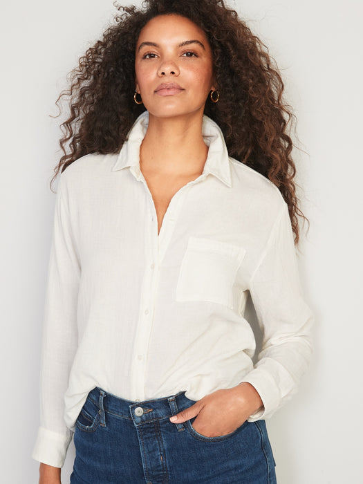 Oversized Boyfriend Shirt for Women - White