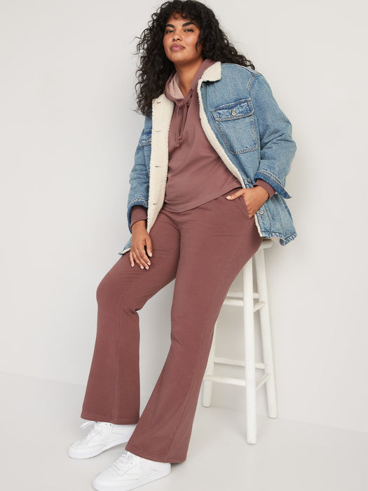 Extra High-Waisted Snuggly Fleece Flare Sweatpants for Women - Brown