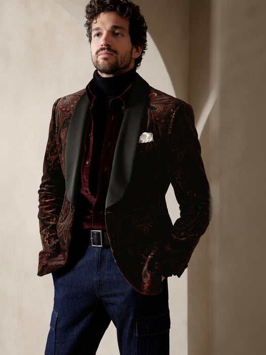 Valois Paisley Velvet Blazer - BR WINTER PAISLEY COOL